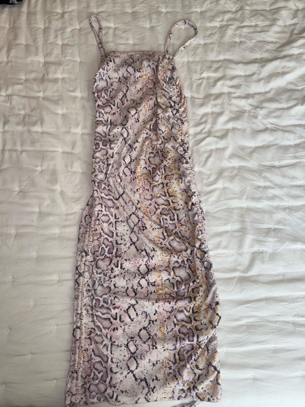 Forever 21 Snake Print Dress in Lavender, Yellow and Cream